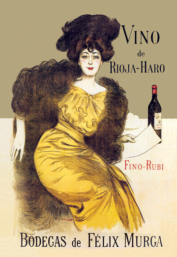 « vino de rioja-haroramon casas », affiche rétro sur toile tendue, H 36 po x l 24 po x P 0,75 po