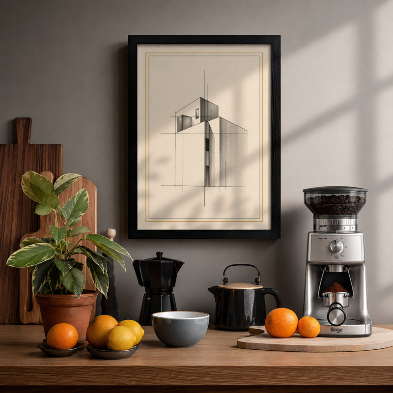 Modernist Structure Study Industrial - Framed Print, A1 - 84.1 x 59.4 cm, Black