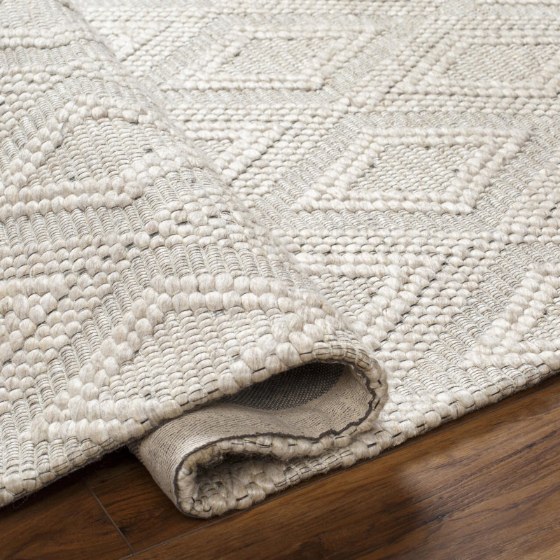 Rectangle Rhorer Argyle Polyester/Wool Area Rug in Beige, Rectangle 2' x 3'