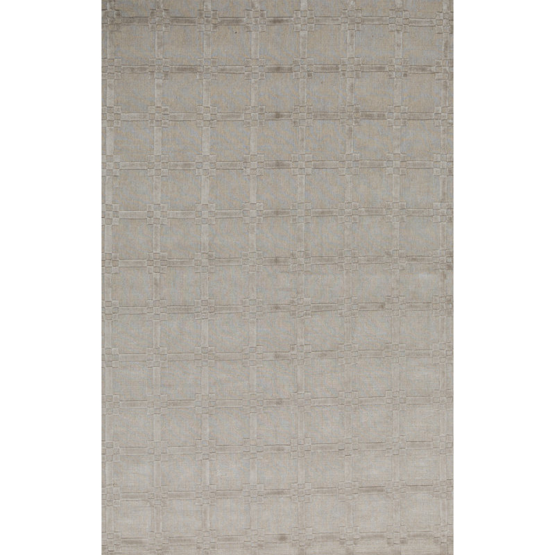 Wool Geometric Area Rug in Beige, Rectangle 9' x 12'
