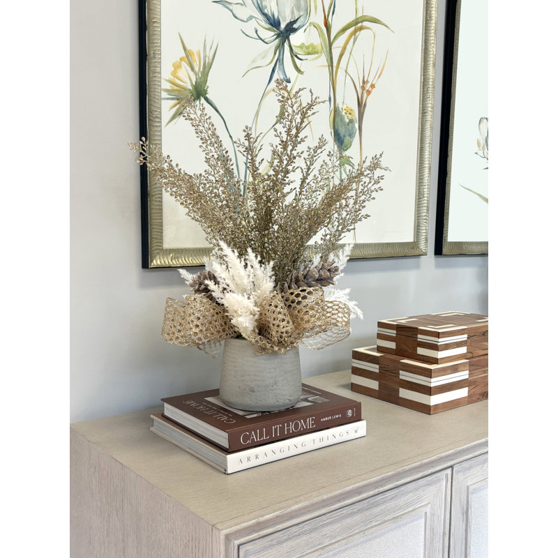Holiday Arrangement with Snowy Branches and Pinecones