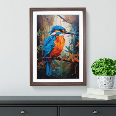 Kingfisher Expressionism Art - Framed Print