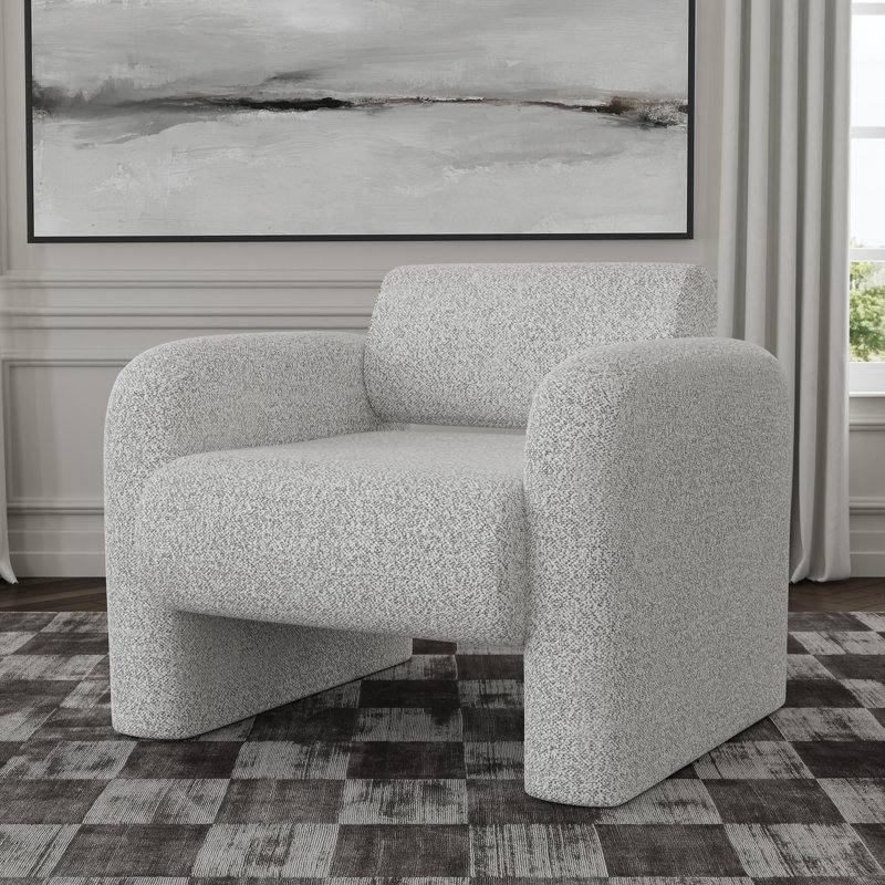 Mercury Gray Handcrafted Boucle Fabric Accent Chair