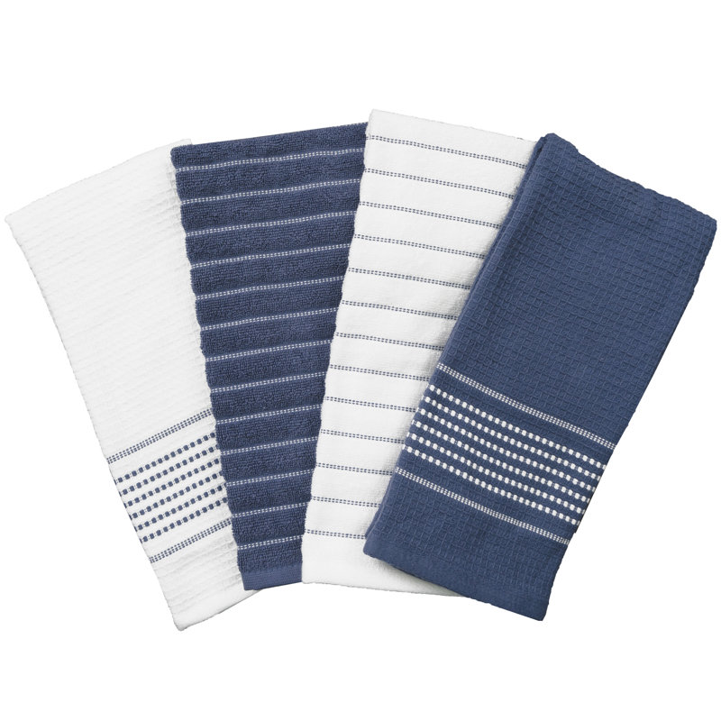 All-Clad Skipping Stripe & Wave Kitchen Towels (Set of 4), Indigo