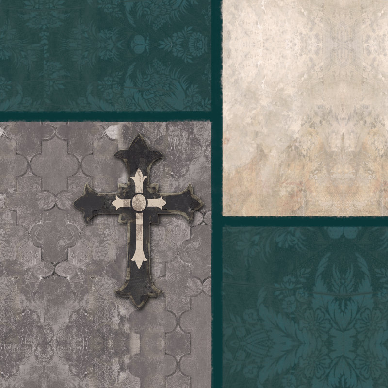 Faded Teal Cross 2 - Wrapped Canvas Print, 30cm H x 30cm W x 3.8cm D