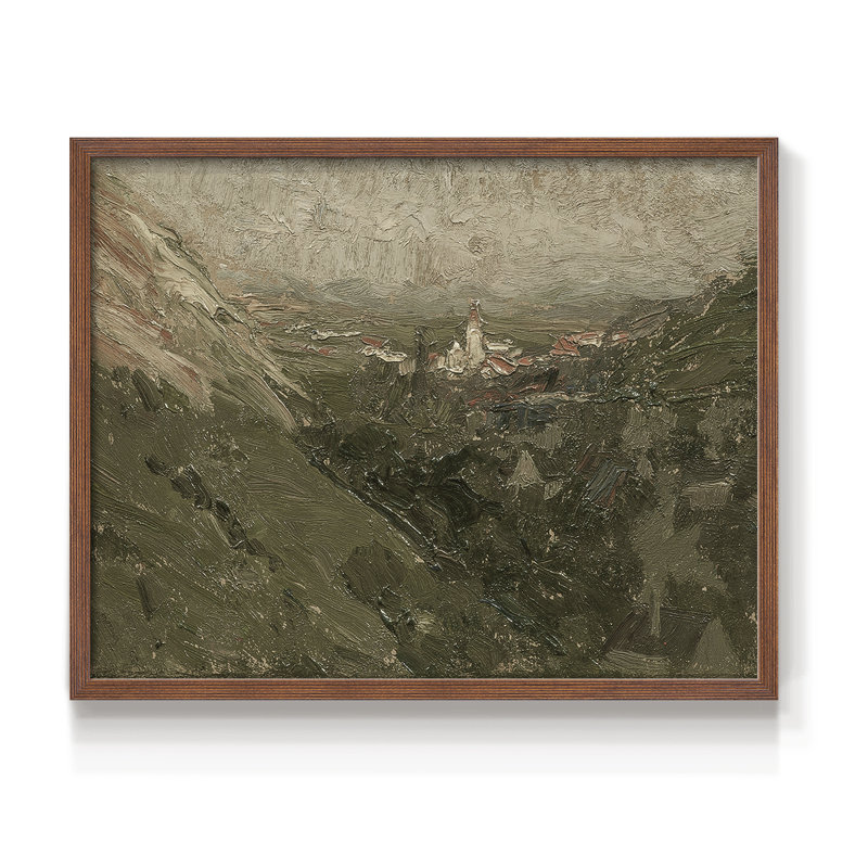 Paysages rétro-DCLxxix-impression encadrée - réversible, H 22 po x l 28 po, Noyer