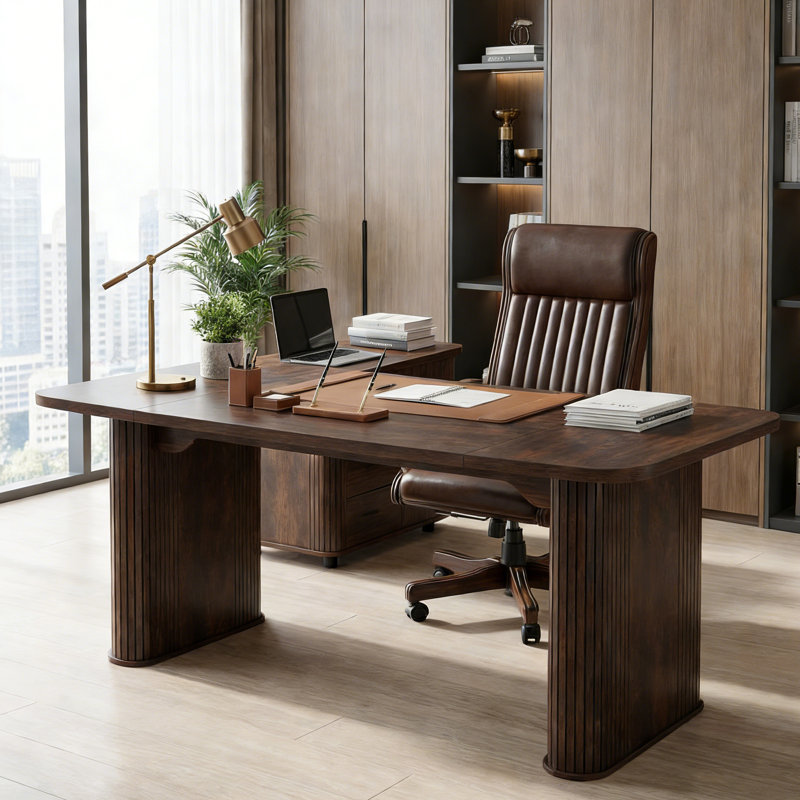 Table de salle à manger rectangulaire moderne de 62 po pour 6 à 8 personnes - Finition noyer noir - Pieds à double piédestal robustes - Plateau de table spacieux pour la cuisine, la salle à manger et la conférence - Noyer noir