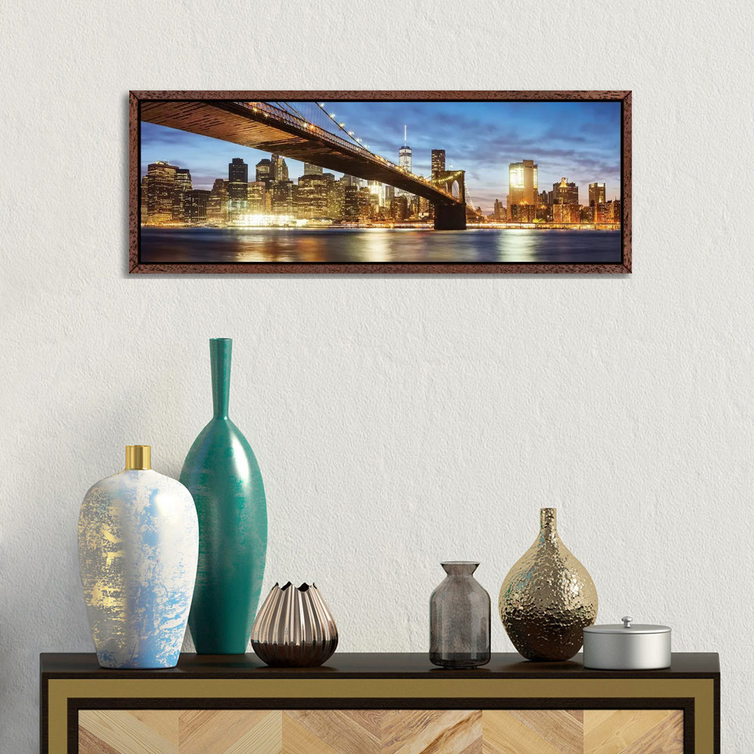 Brooklyn Bridge Panoramablick, New York von Matteo Colombo - Galerie-umwickelte Leinwand Giclée