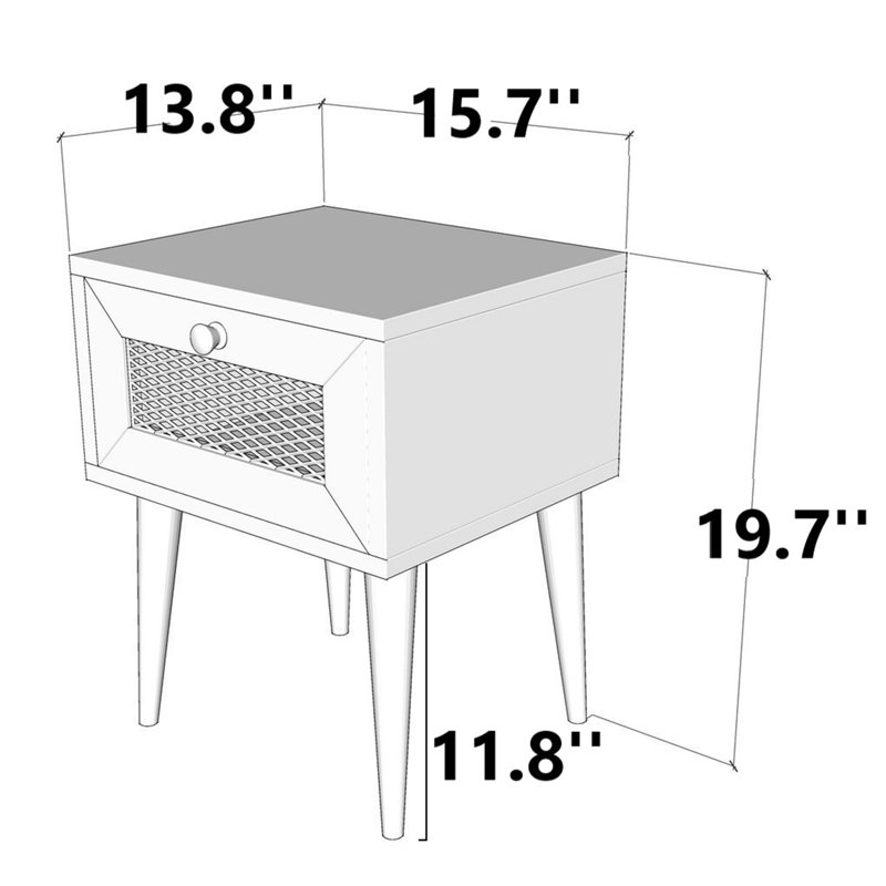 Modern Oak Nightstand, 15.7 x 19.7 x 13.8 inches | 100% Melamine Coated Particle Board, Thickness: 0.7 inches | Sturdy Wooden Legs, Scandinavian Design | Perfect for Bedroom or Living Room, Elegant & Functional