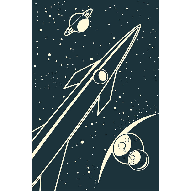 Deep Space Rocket Graphic Art Canvas Print