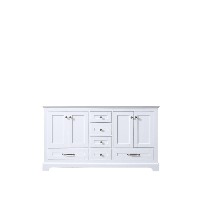 Dukes 60-Inch White Double Freestanding Vanity with Nickel Hardware
