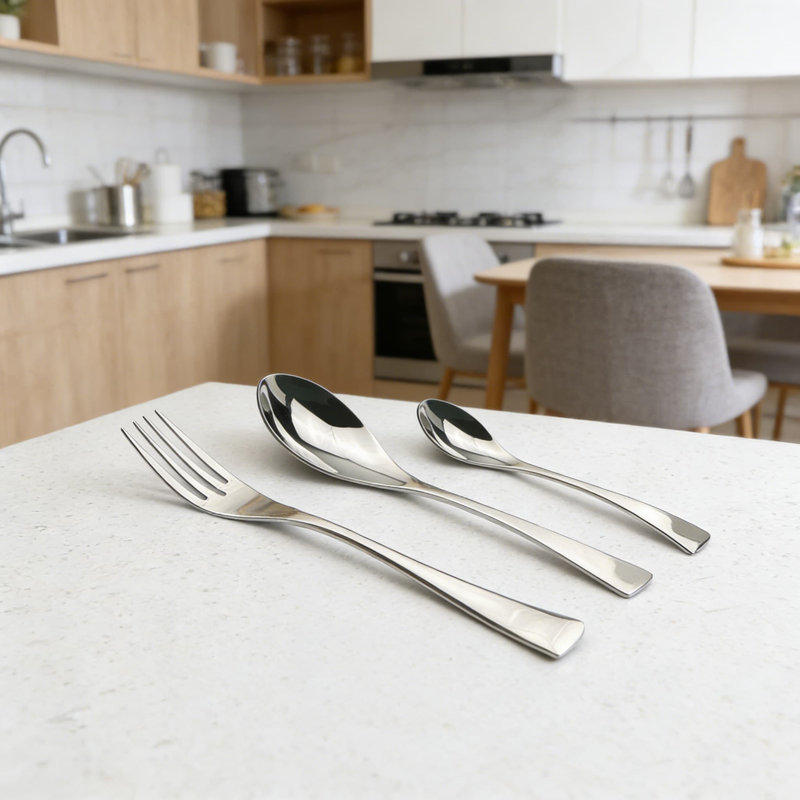 Ensemble de couverts 20 pièces en acier inoxydable, service 18/10 pour 4 personnes, comprenant un couteau de table, une cuillère, une fourchette, une fourchette à dessert et une cuillère à café, allant au lave-vaisselle pour un usage quotidien