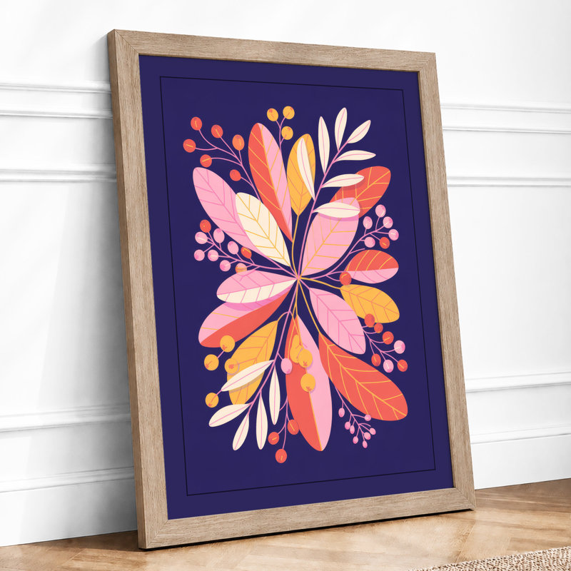 Radial Bloom Botanical - Framed Print, A2 - 59.4 x 42.0 cm, Oak