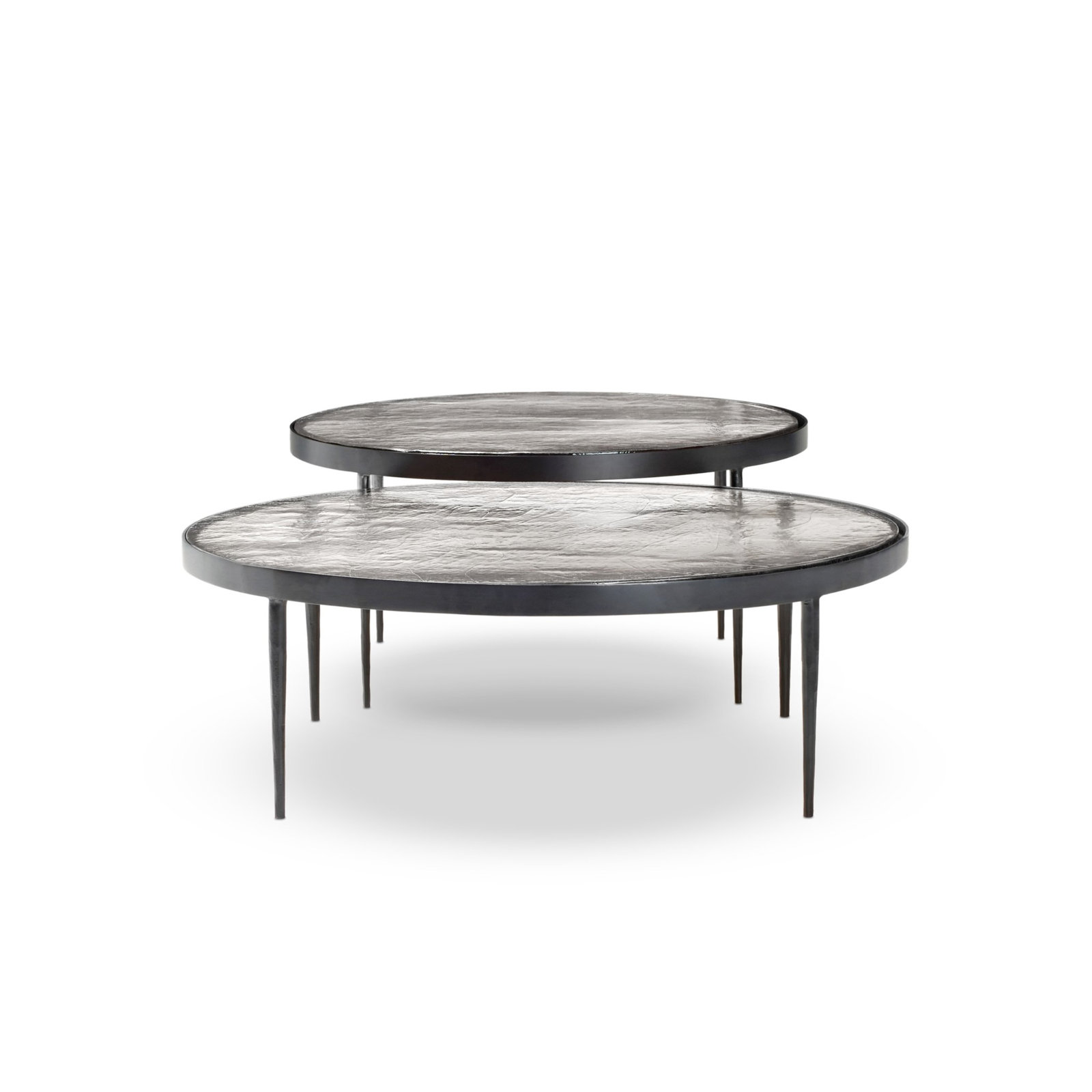 Abelina 40" Glass Nesting Coffee Table, Clear Cast Glass