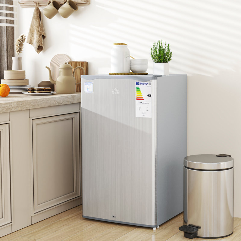 HOMCOM 90 L Freestanding Mini Fridge with Freezer, Silver