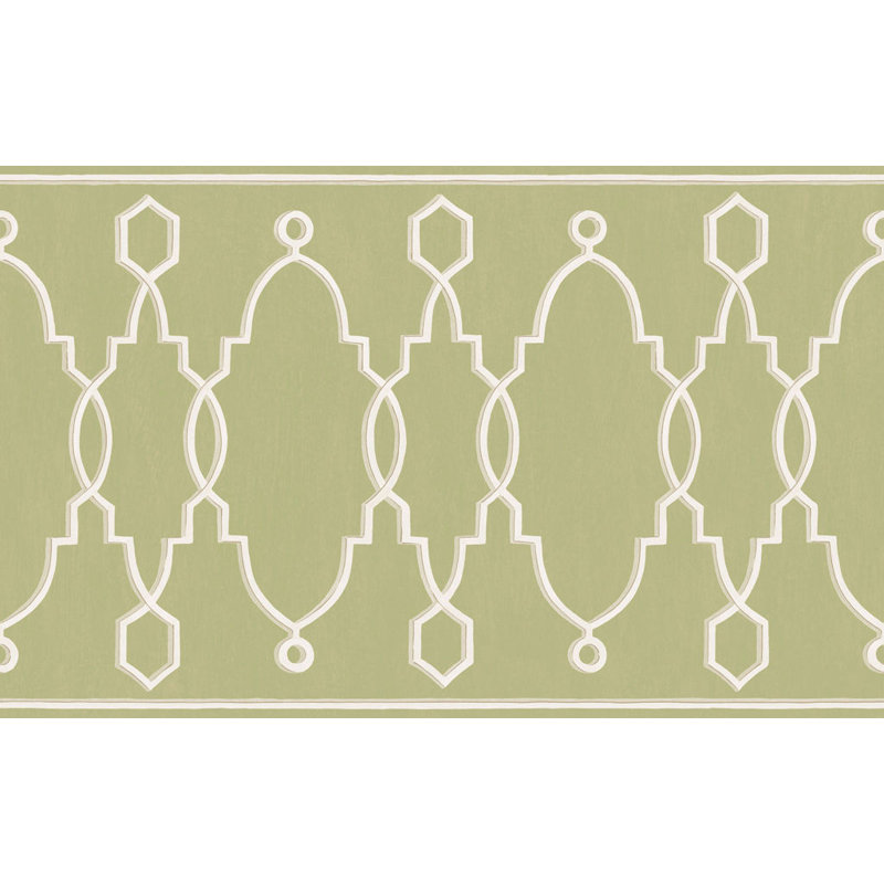 Parterre Geometric Wallpaper Border, Leaf Green