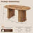 63" Fluted Oval Dining Table Double Pedestal Kitchen Table For 4-6 With Thickened Edge & Semi-Cylindrical Base-1960381096