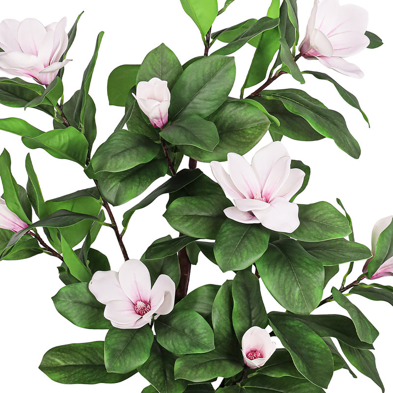Artificial Magnolia Flower Tree in Pot, Pink-White