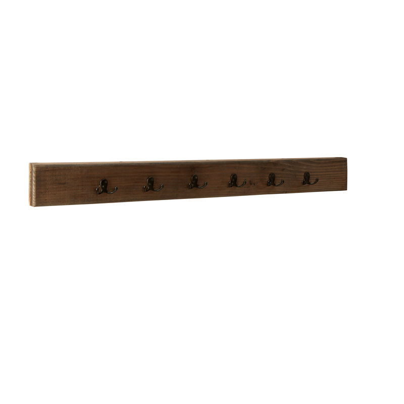 Portemanteau mural en bois massif et métal 48 po Barton, Marron foncé