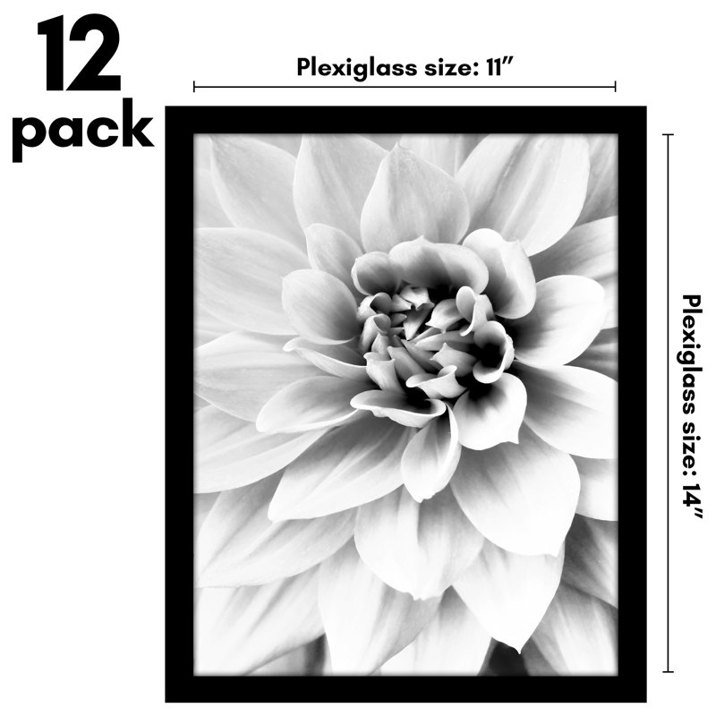 Cadre 12 pièces Americanflat - Plexiglas poli - Bois d'ingénierie, 11 po x 14 po, Noir, noir, noir, noir