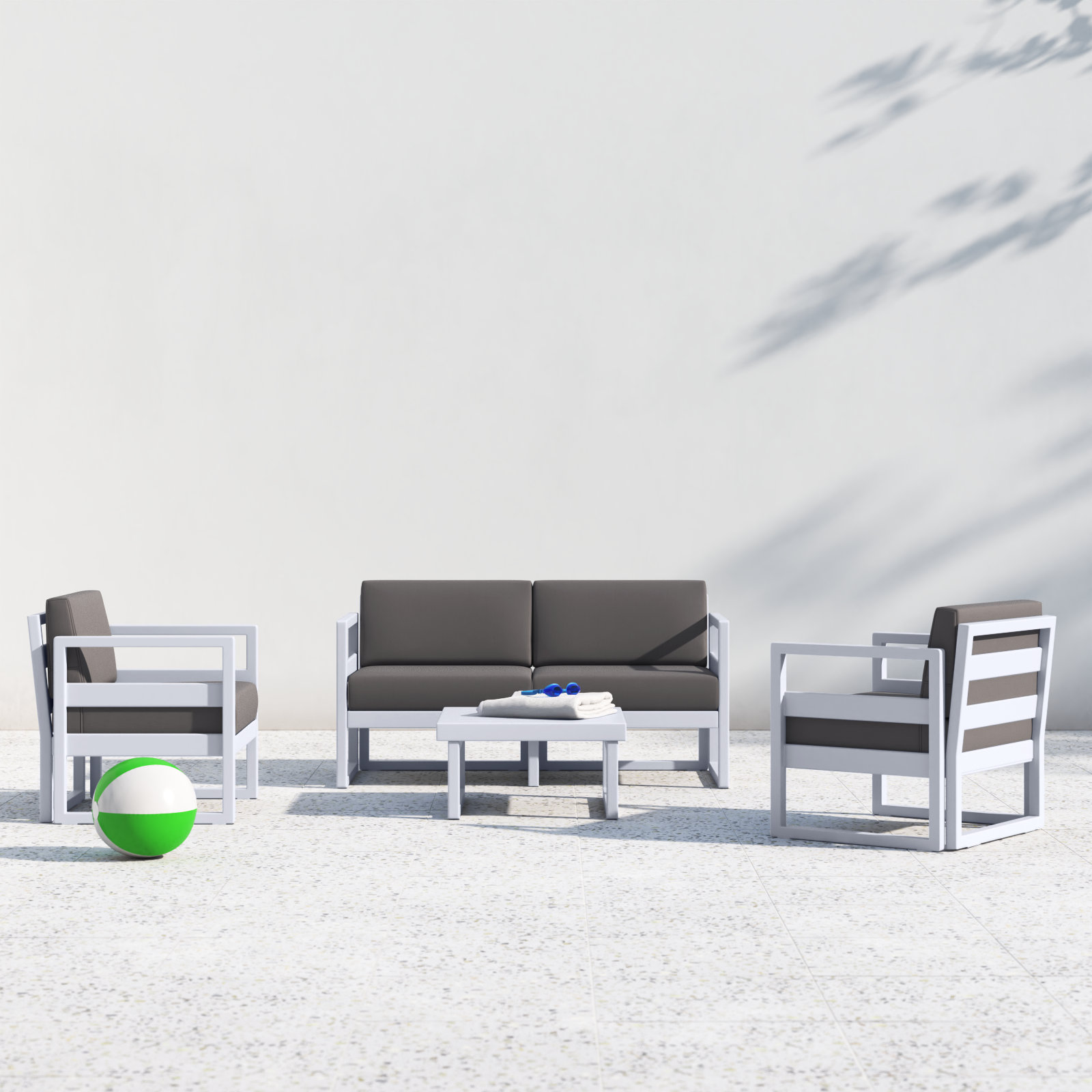 Lane 4-Person Patio Seating Group, Charcoal, Silver/Gray
