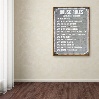 « house rules », art textuel sur toile tendue