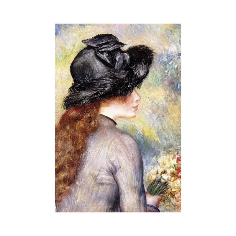 Young Girl Holding A Bouquet Of Tulips by Pierre-Auguste Renoir - Painting on Canvas, Wrapped Canvas