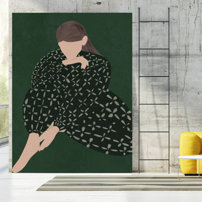 Femme en vert - peinture sur toile sans cadre