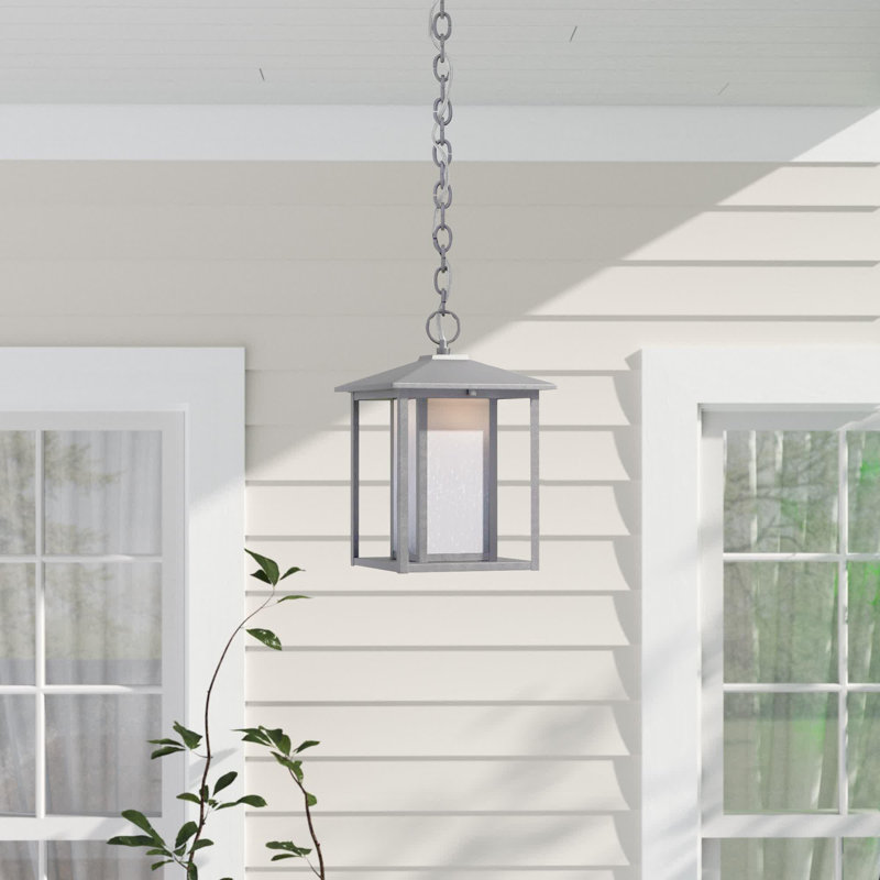 LED Outdoor Hanging Lantern, Weathered Pewter