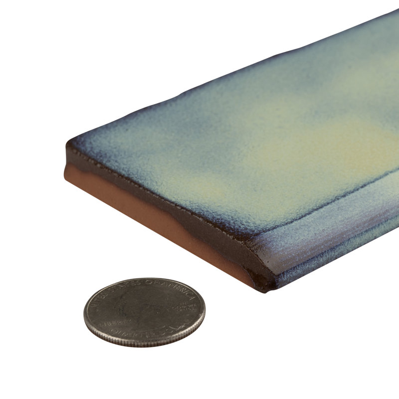 Antic Special 6" x 3" Ceramic Bullnose Tile Trim in Agua Marina
