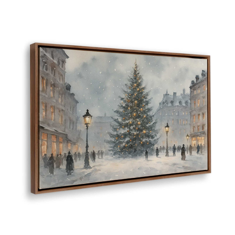 Town Square Glow Canvas Art Print, 8.75" H x 12.75" W, Walnut