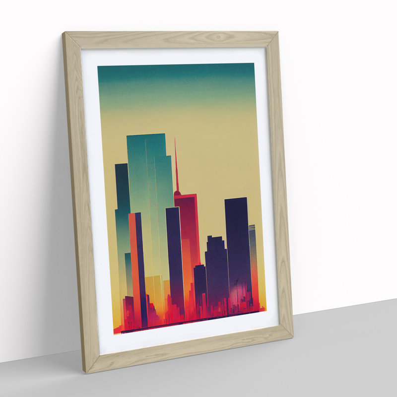 Sweet City Skyline Abstract - Framed Print, Oak Framed, 34cm H x 25cm W x 2cm D