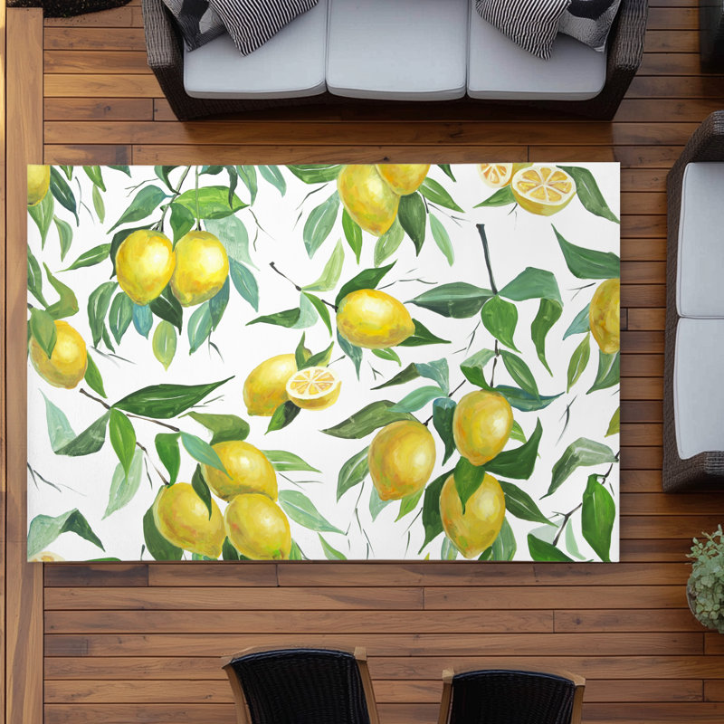 Lemon Pattern Outdoor Area Rug | Kitchen Decor Must-Have