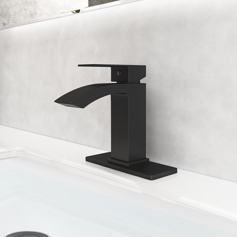 Single-Hole Single-handle Bathroom Faucet with Drain Assembly, Matte Black
