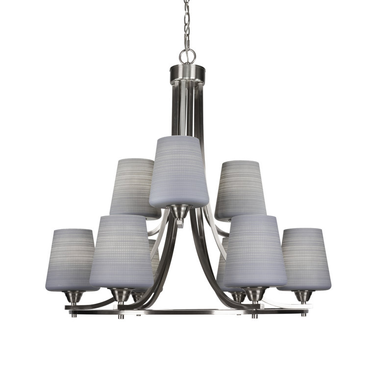 Michell 9-Light Chandelier, White, Brushed Nickel