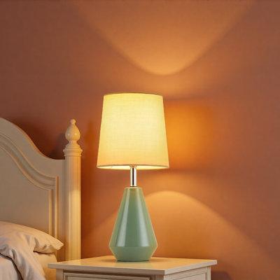 15.5" Nightstand Ceramic Lamp With Fabric Shade