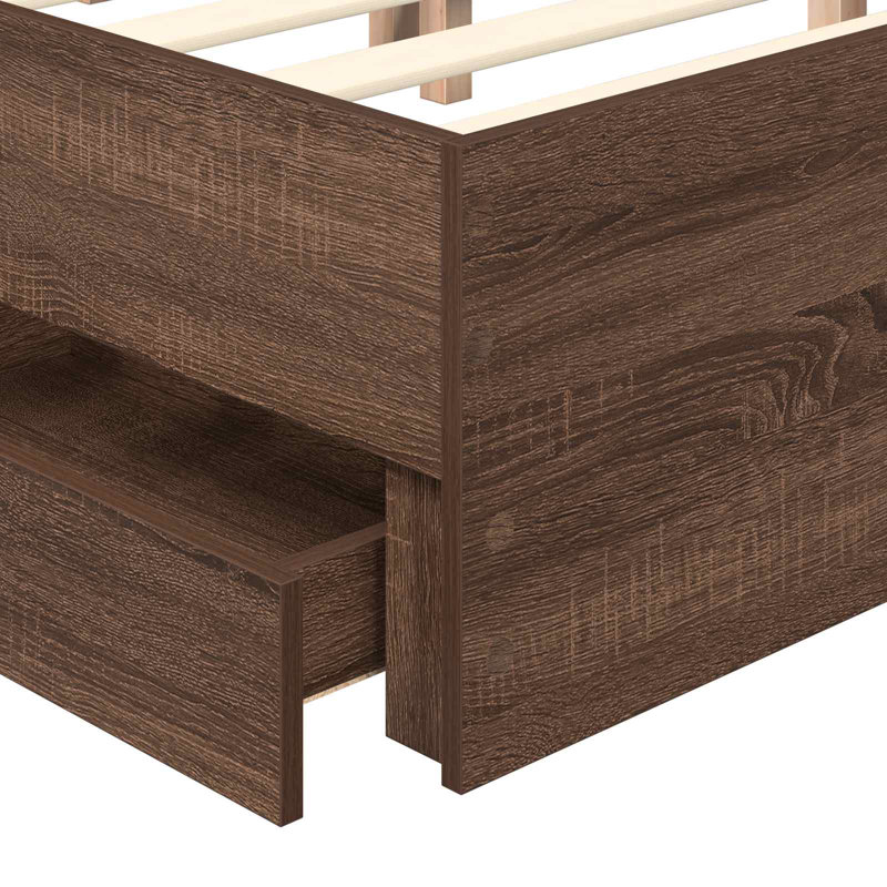 Bed, Double (4'6), Brown Oak