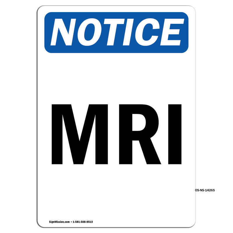 Plaque d'IRM en aluminium 18 x 24