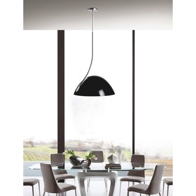 Luminaire suspendu unique en forme de dôme à 1 lumière Aiden-Jay, Noir