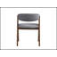 Ensemble de chaises sans accoudoirs Keiki en tissu gris et finition noyer pour un dîner confortable et élégant, parfait pour les maisons modernes.