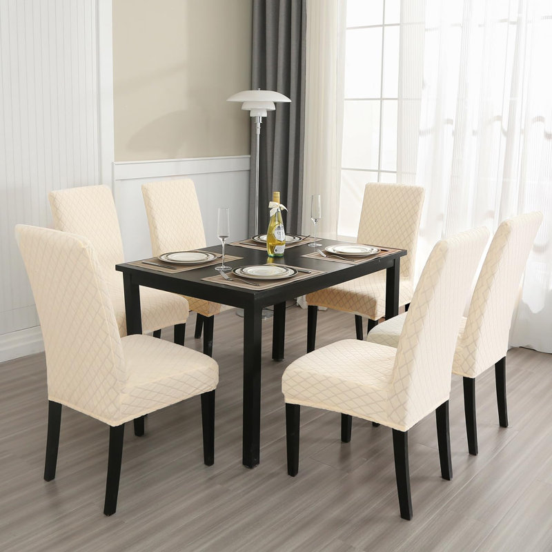 Ensemble de 6 housses de chaises de salle à manger 100% imperméables en jacquard extensible Super Fit