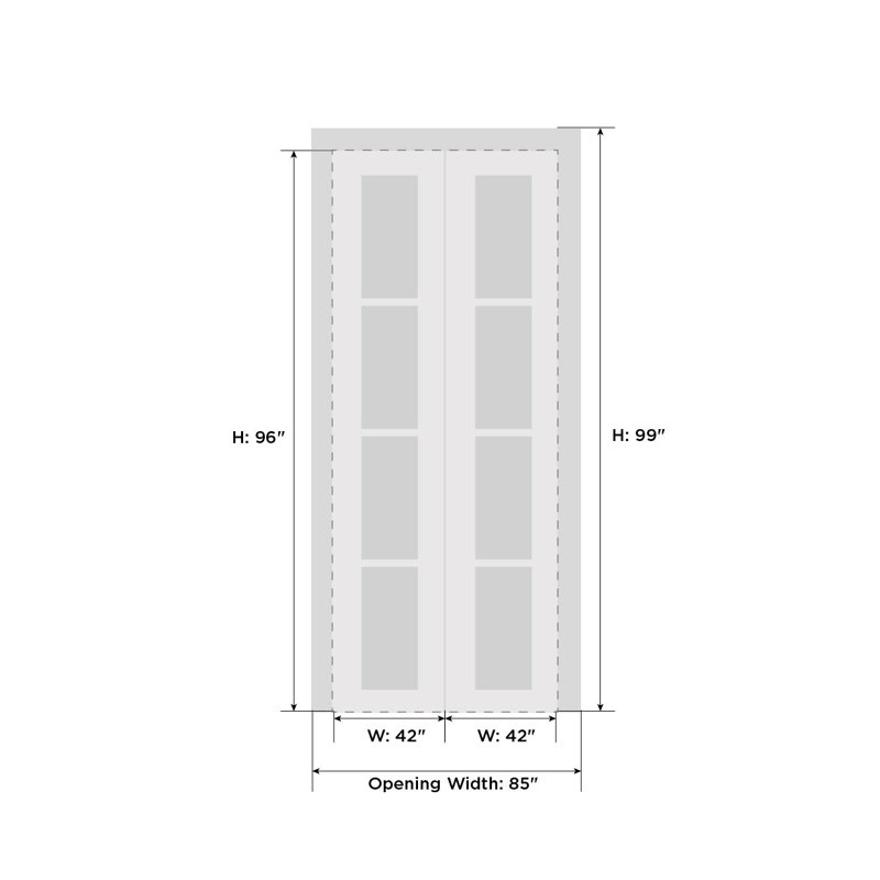 Portes coulissantes pliantes pour garde-robe | Blanc ESSENTIEL 1233 | Ensemble de quincaillerie pour moulures robustes | Portes de garde-robe de chambre en bois massif