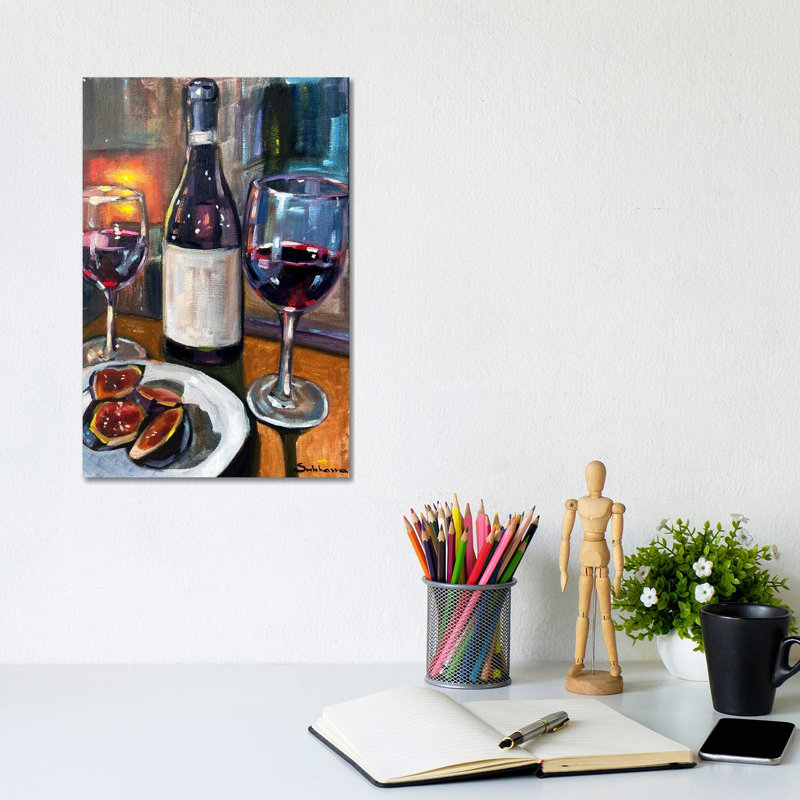 Nature morte avec vin rouge et figues - impression d'art mural