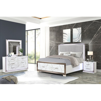 Commode Desire à motifs de tiroirs en marbre avec poignée élégante en métal et six tiroirs spacieux