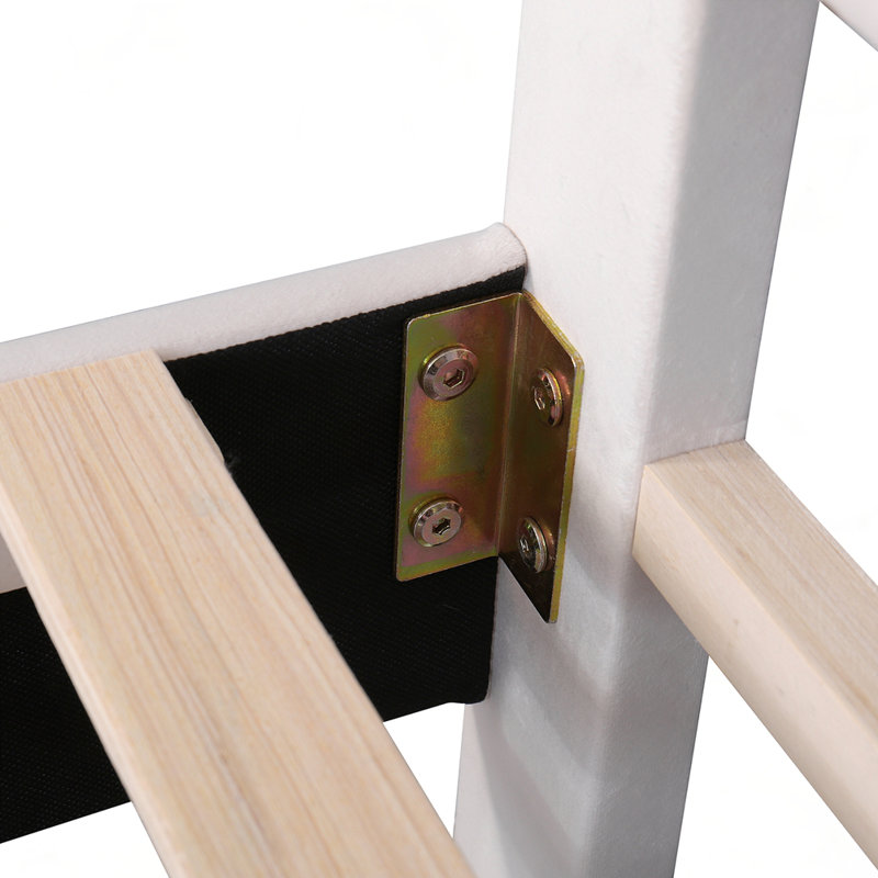 Lit plateforme double en velours, Beige