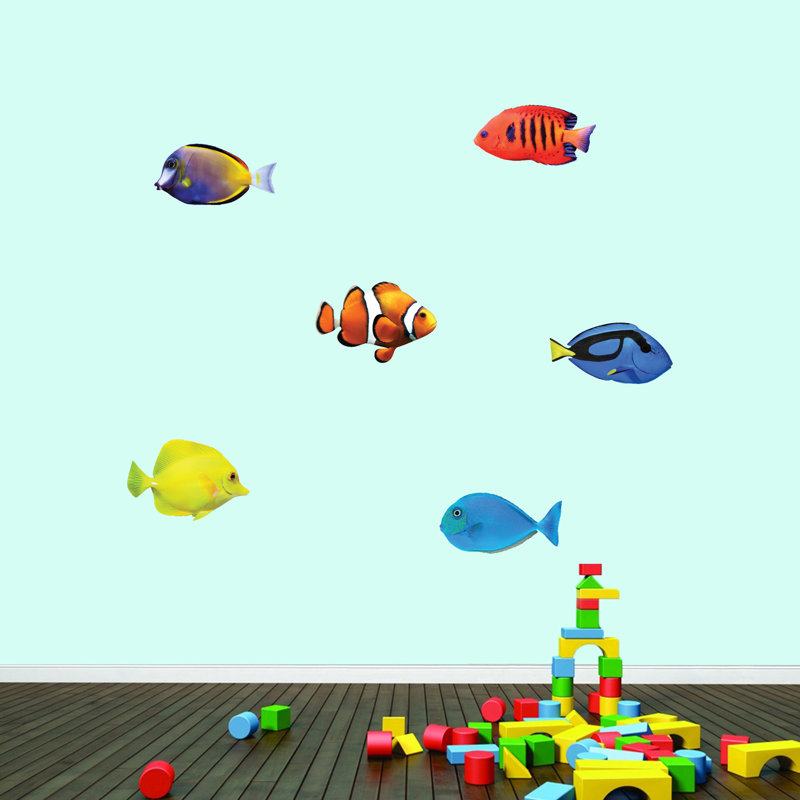 Ensemble d'adhésif décoratif poisson 6 pièces Real Life, Moyen