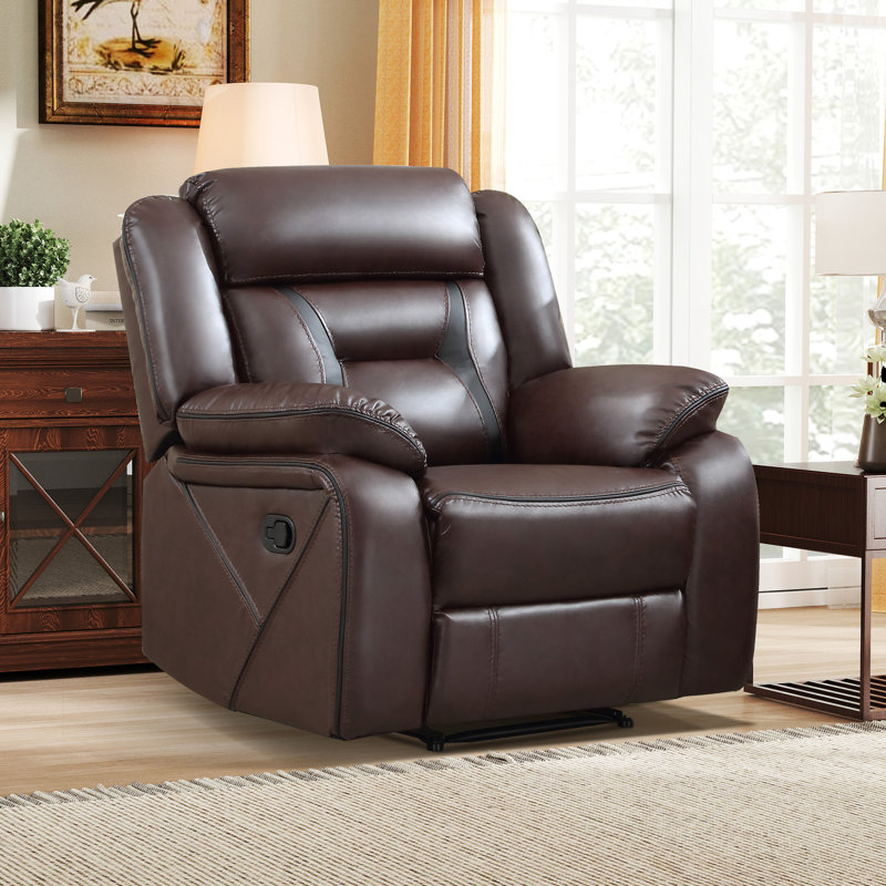 Fauteuil inclinable manuel standard en faux cuir Chelliah, Marron foncé