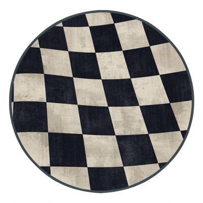 Tapis moelleux et moelleux rétro à carreaux gris et noir Narberth
