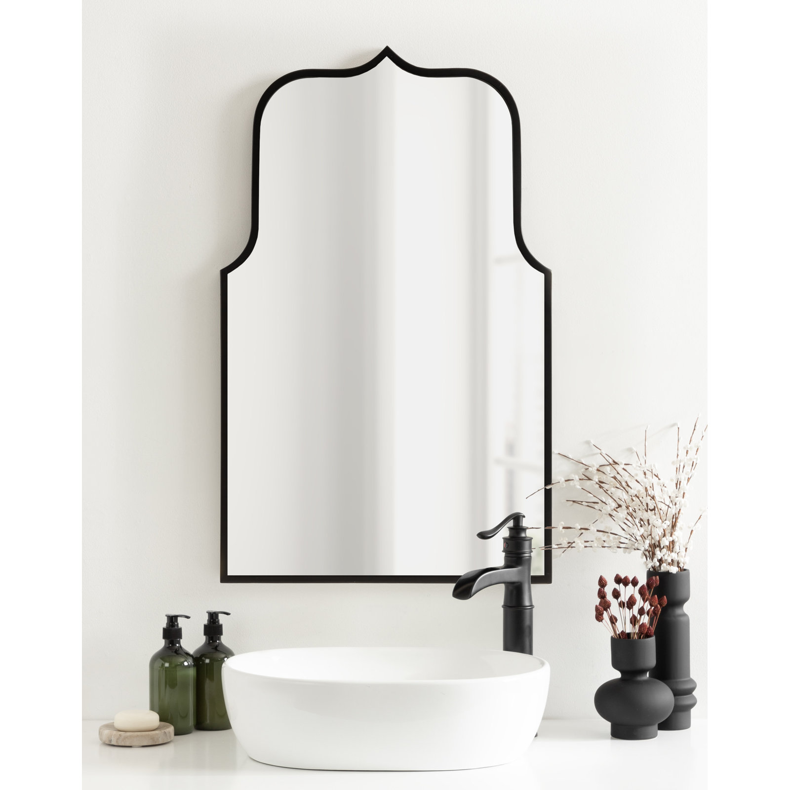 Keris Wide Arch Mirror, 36" x 22", Black