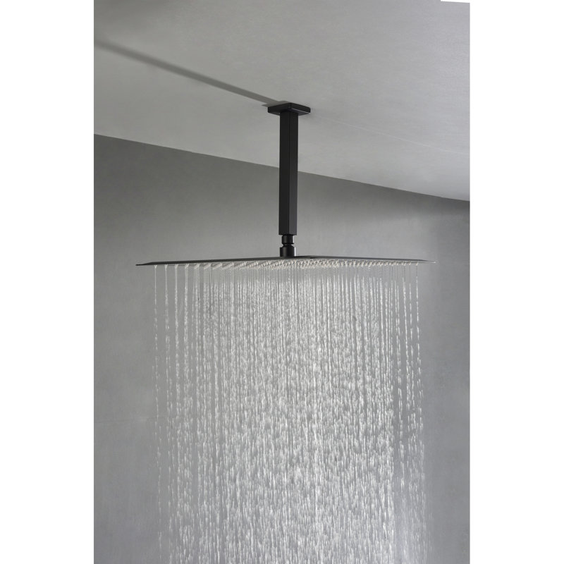 16" Matte Black Bathroom Shower Head - Offers Natural Rainfall Experience, Self-Cleaning Nozzle, Compatible With American Standard Pipe Connections And All Arms Brings Sensation, Suits